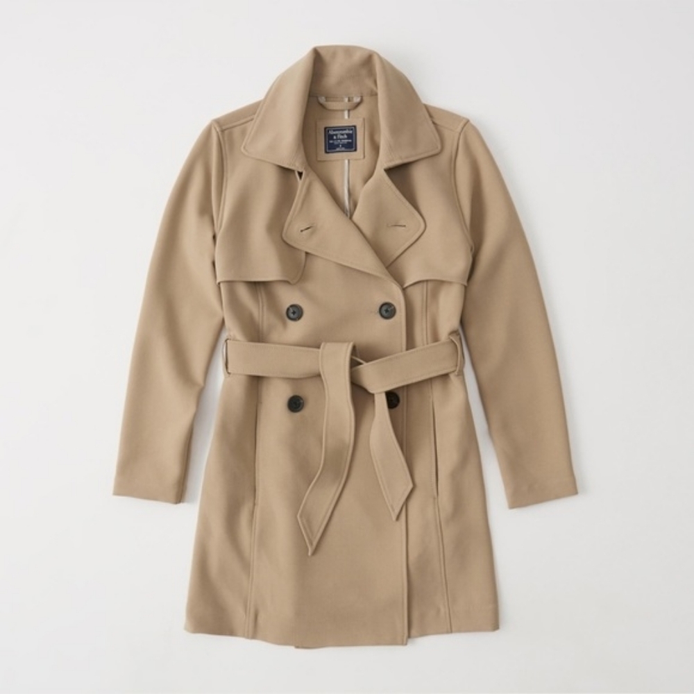 NEW Abercrombie XL drapey trench coat light brown